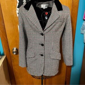petite sophisticate Long blazer Plaid Wool Blend womens size 6p